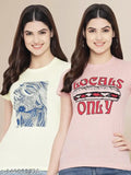 LZ Women Enchanting MultiColor Typography Tshirt Pack Of 2 (LZ-TS-01-08)