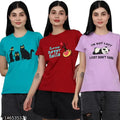 Trendy Women Cotton Printed Tshirt Pack Of 3 (Women Tshirt-41-45-46)