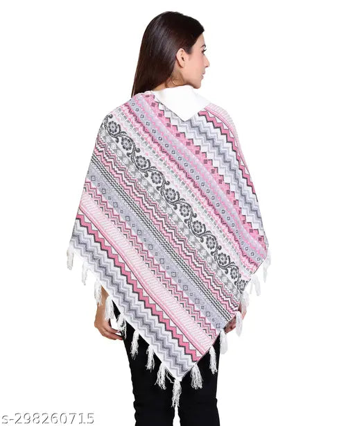 discoveryline women soft woolen jacquardponcho