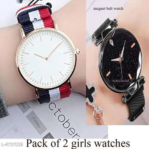 Elegant Watches for Women – Multicolor Leather Combo Analog Watches