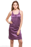 Being Fab Women's Satin Sleepwear - Knee-Length Nightdress with Adjustable Straps, Sizes XS-6XL, 12 Colors