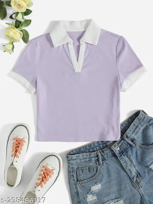 Crop Collar T -Shirt