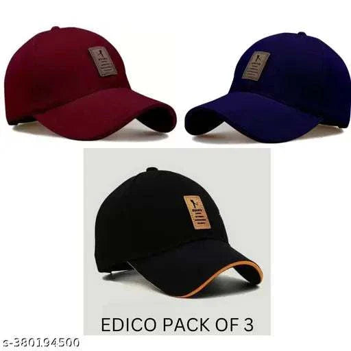 Edico Stylish Cotton Caps For Men And  Women (Pack of 3)