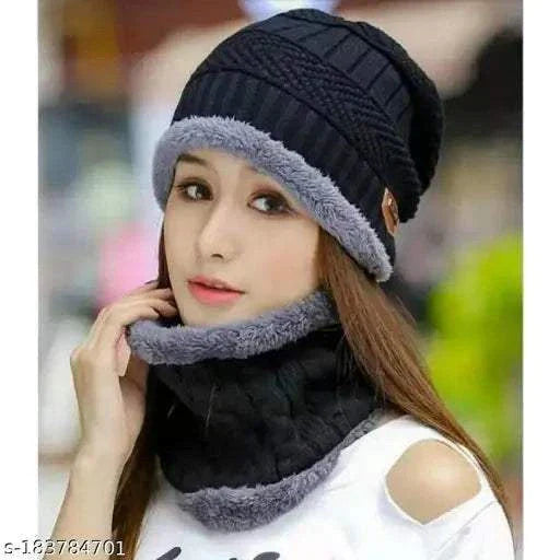 Snow Proof Inside Fur Woolen Beanie Cap