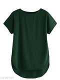 Fabricorn Stylish Plain Up and Down Cotton Tshirt for Women (Wine)