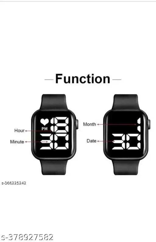 Unique black square digital LED watches for women with modern style.