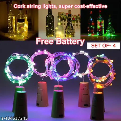 4 | Multicolor Cork Light | 20 Led | Multicolor for Indoor & Outdoor Decorations