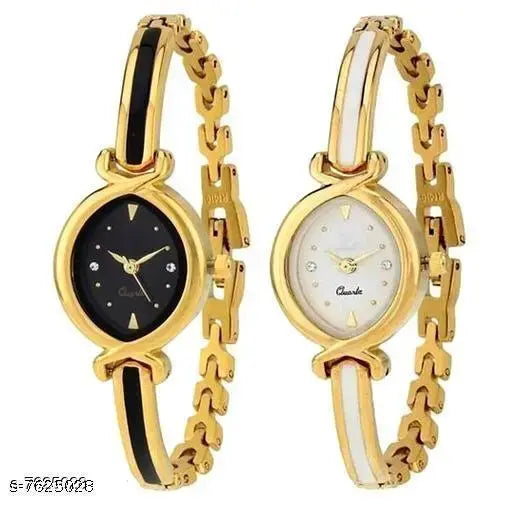 Gold (Pack of 2) Metal Analog Watch for Women