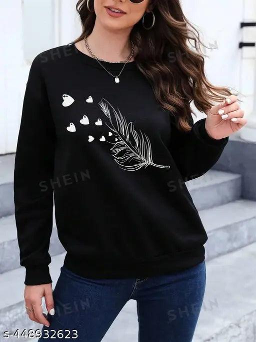 Printed Graphic Sweatshirt Long Sleeves Round Neck for Women's