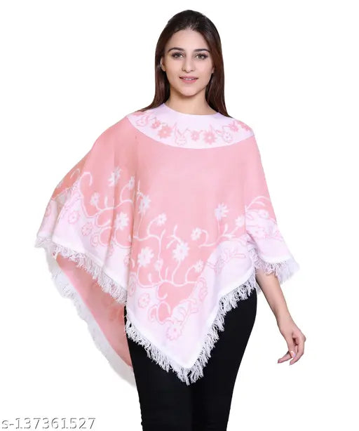 discoveryline woolen floral design poncho