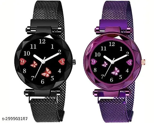 Analogue Dial New Magnet Watch for Women or Girls Combo