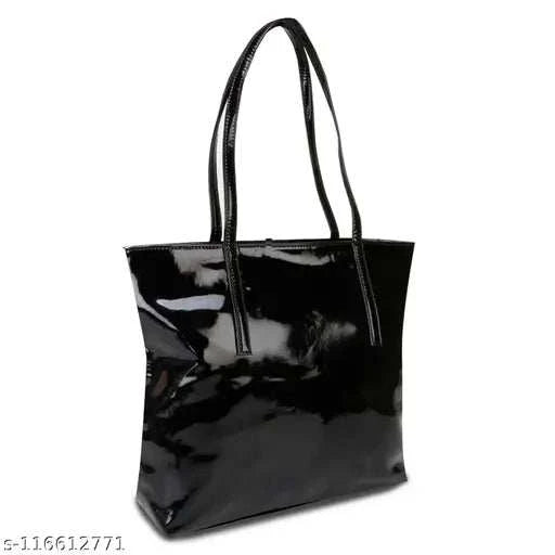 Women Handbag – Fashionable Shiny Black Shoulder Bag for Women