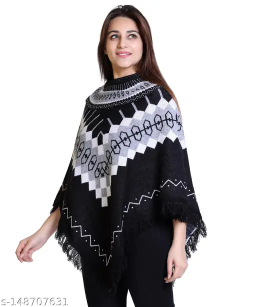 discoveryline  woolen jacuard  knitting poncho