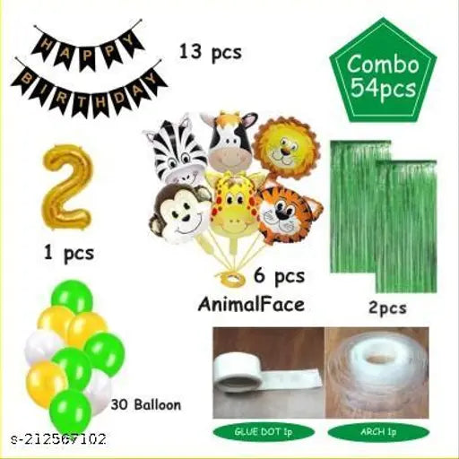 54pcs Jungle Theme First Happy Birthday Decoration Set