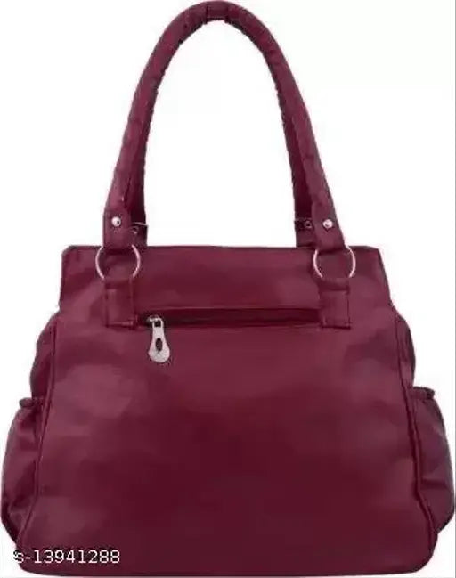 Beautiful Women's Maroon Canvas & Leather Handbag