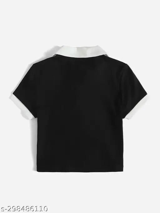 Crop Collar T -Shirt