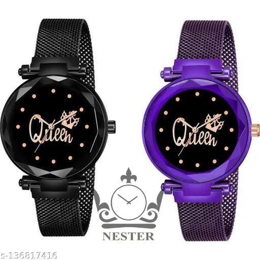 BROSEN Queen Dial Magnetic Strap Analog Watch Women&Girl's