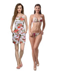 Being Fab Women's Satin Nightwear Set with Frill Accents - Includes Top, Shorts, and Bikini Set (Available in XS-6XL and 12 Colors)