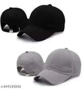 Trendy Men's Combo Black and White Cotton Baseball Cap Pack of 2