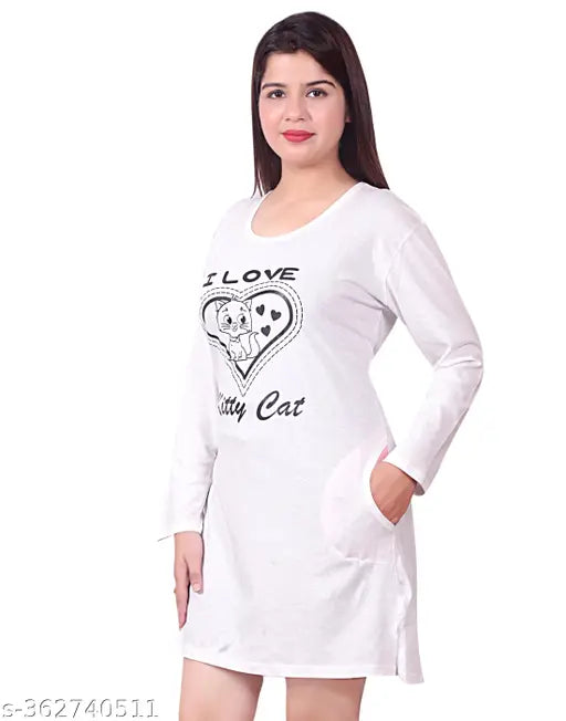 Kanchan World Women's Long Casual full T-Shirt Love Print