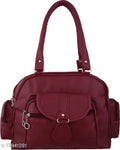 "Maroon Canvas Leather Handbag for Women with stylish design"