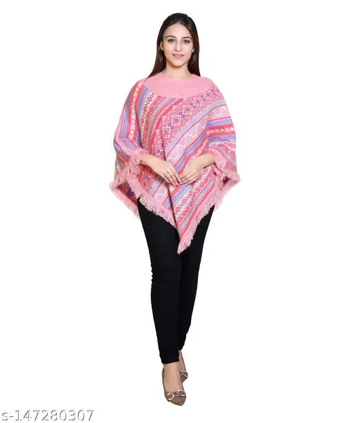 discoveryline  woolen jacuard  knitting poncho