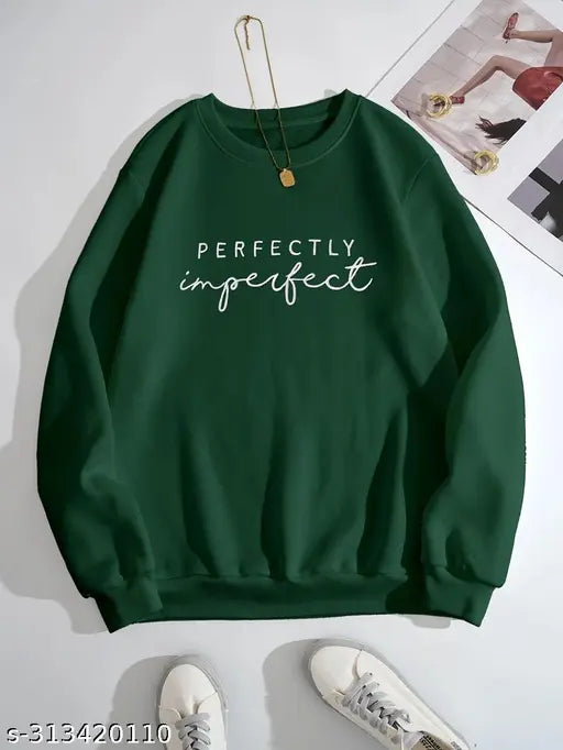 Tabadtod Women's Typography Green Sweatshirts