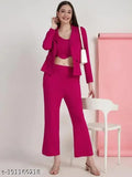 Women Jacket and Crop Top With Trouser Co-Ords Set for Women