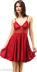 Women's Solid Satin Babydoll