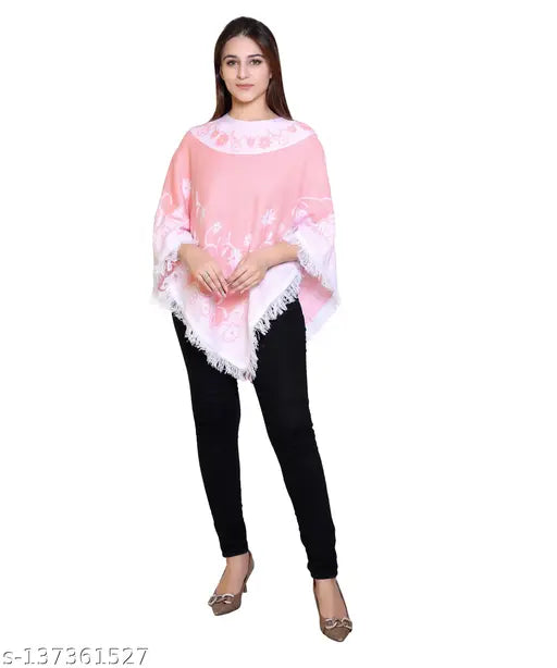 discoveryline woolen floral design poncho