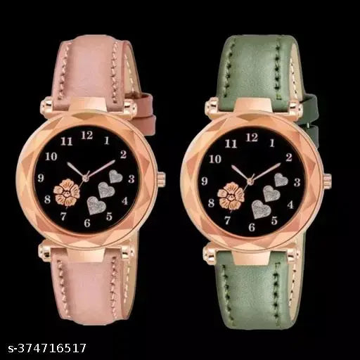 Analog Heatt Designer Dial Stylish premium Leather Strap Watch For Girls and Women