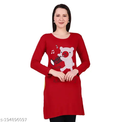 Kanchan World Women's Long Casual full T-Shirt Nice Day Print