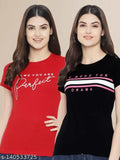 LZ Women Enchanting MultiColor Typography Tshirt Pack Of 2 (LZ-TS-01-08)