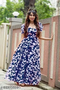 Womens Beautiful Flower Printed Party Wear Gown