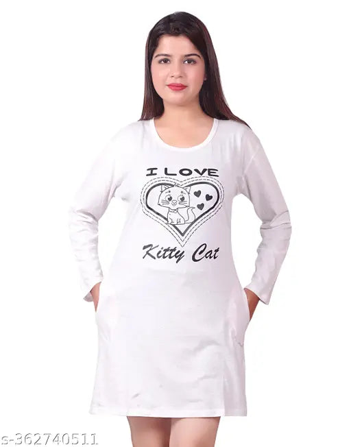 Kanchan World Women's Long Casual full T-Shirt Love Print