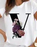 Flower Letter R Design White T shirt for Women by Nomadees Trends. Perfect for everyday wear Womens Tshirt under 200