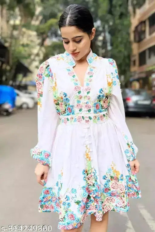 Floral Printed white Dresses For Women