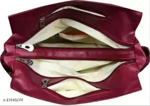 Beautiful Women's Maroon Canvas & Leather Handbag