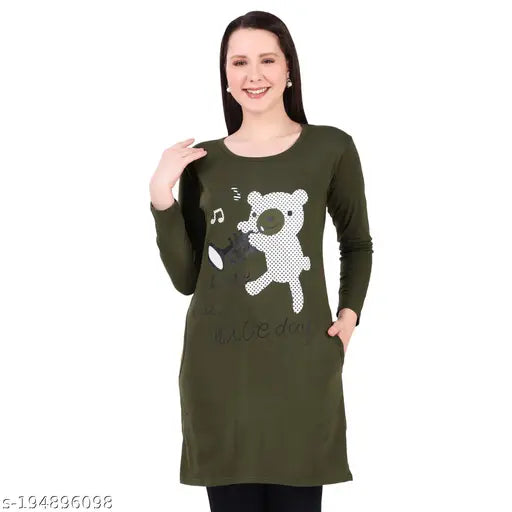 Kanchan World Women's Long Casual full T-Shirt Nice Day Print