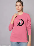 Women's Cotton Stretch Full Sleeve Round Neck Regular Fit T-Shirt (Pack of 1) | Loose Tshirt For Ladies | Graphic Back Prind T-shirts For Girls | Top | Pink tshirts For Girls And Ladies