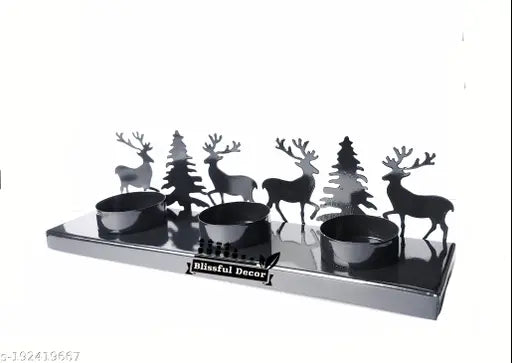 Metallic Reindeer & Christmas tree tea light Holders