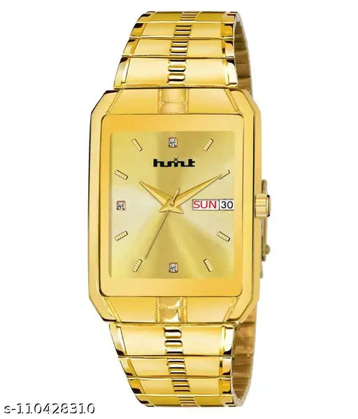 HMXT-12 Day n Date Series Gold Chain Analog Watches Classic