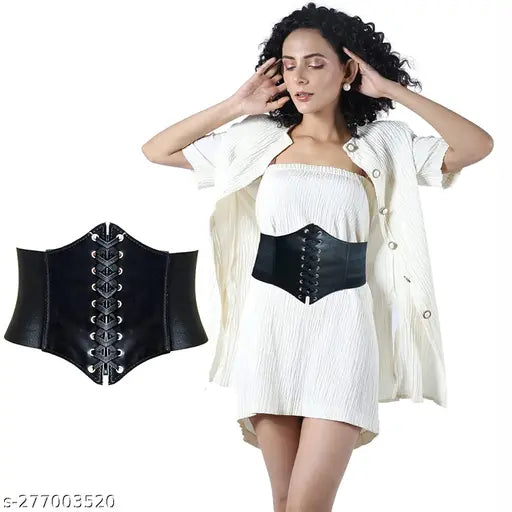 Black faux leather corset 