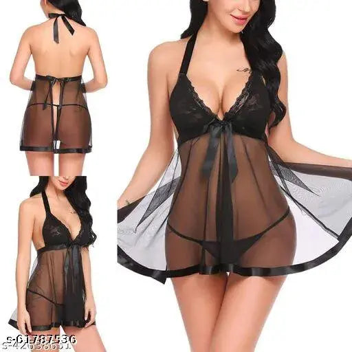 short length transparent net nighty hot look must for your night, surprise your husband with sexy looks and attractive fitting, must for honeymoon, to make your night special. get hot in bed