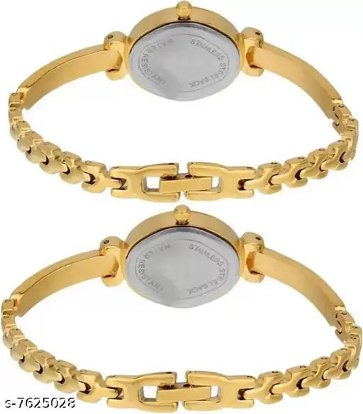 Gold (Pack of 2) Metal Analog Watch for Women