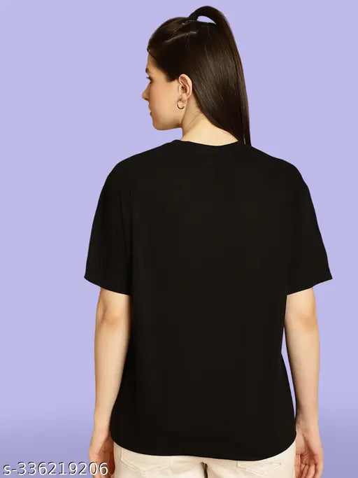 Oversize Printed Black Color Womens tshirt (WT-Oversize-501)