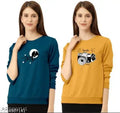 Women's Round Neck Regular Fit top | Combo of Printed Stylish Cotton Tshirt for women Pack Of 2 | full Sleeve tshirt for Ladies | Tshirts For Women | Girls T-shirts | Morpeach And Yellow combo Tshirt For Girls | Tunic | Tees | Fancy Long Sleeve Tshirts