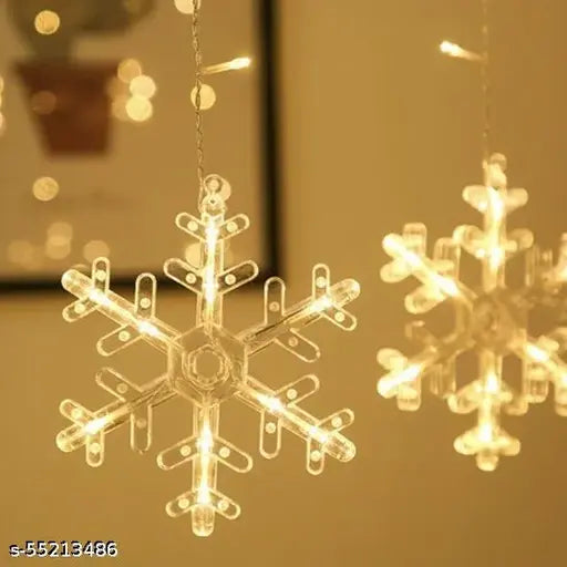 Meneon 138 LED Snowflake Curtain 5 Big Snowflakes & 5 Small Star with 8 Light modes.