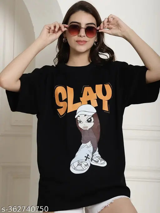 Graphic Printed Cotton Regular Oversize tshirt for women