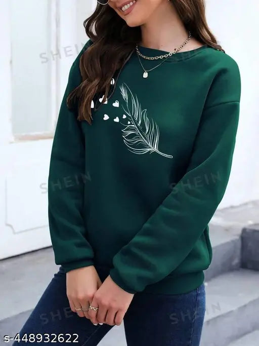 Printed Graphic Sweatshirt Long Sleeves Round Neck for Women's